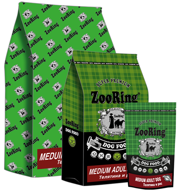 ZooRing Medium Adult Dog Телятина и рис для молодых и взрослых собак всех пород ZooRing Medium Adult Dog Телятина и рис для молодых и взрослых собак всех пород