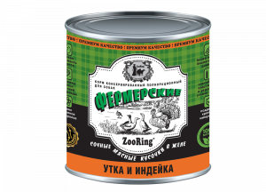 Корм консервированный ZooRing для собак  Сочные кусочки мяса в желе Утка и Индейка, 850 г х 6 шт