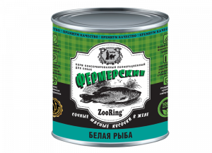 Корм консервированный ZooRing для собак  Сочные кусочки мяса в желе Белая рыба,850 г х 6 шт 