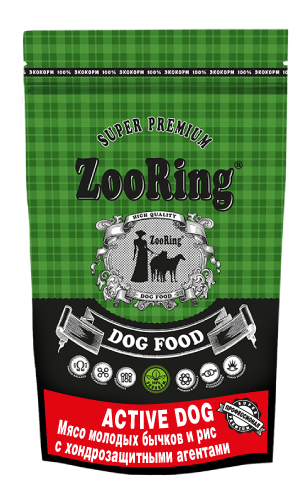 ZooRing Active Dog сухой корм для взрослых собак средних и крупных пород Мясо молодых бычков и рис с хондрозащитными агентами ZooRing Active Dog сухой корм для взрослых собак средних и крупных пород Мясо молодых бычков и рис с хондрозащитными агентами