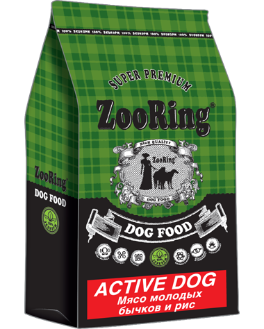 ZooRing Active Dog сухой корм для взрослых собак средних и крупных пород Мясо молодых бычков и рис с хондрозащитными агентами ZooRing Active Dog сухой корм для взрослых собак средних и крупных пород Мясо молодых бычков и рис с хондрозащитными агентами