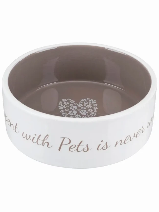 Trixie Миска керамическая Pet's Home, 0.8 л/ ø 16 см, кремовый/тёмно-серый