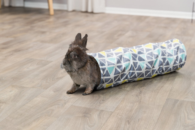 Trixie Тоннель-домик для грызунов, ф 19 х 70см, плюш, разноцветный/серый