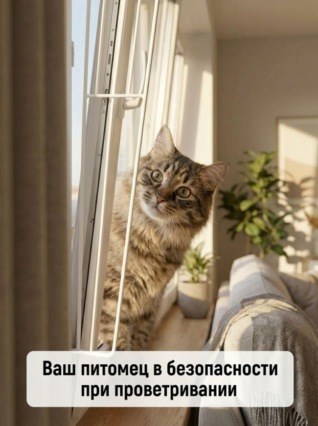 Решетка защитная для окон, Ограждение для животных, верхняя панель, 65*16, белый, Trixie (4417)