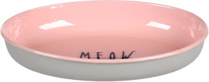 Flamingo Миска стальная для кошки NELL, 275 мл, 16,5 x 11,5 x 3 см, овальная, розовый