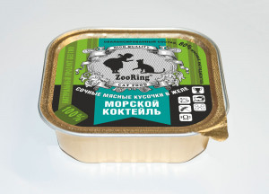 ZooRing Консервы для кошек кусочки в желе морской коктейль 100 г x 16 шт